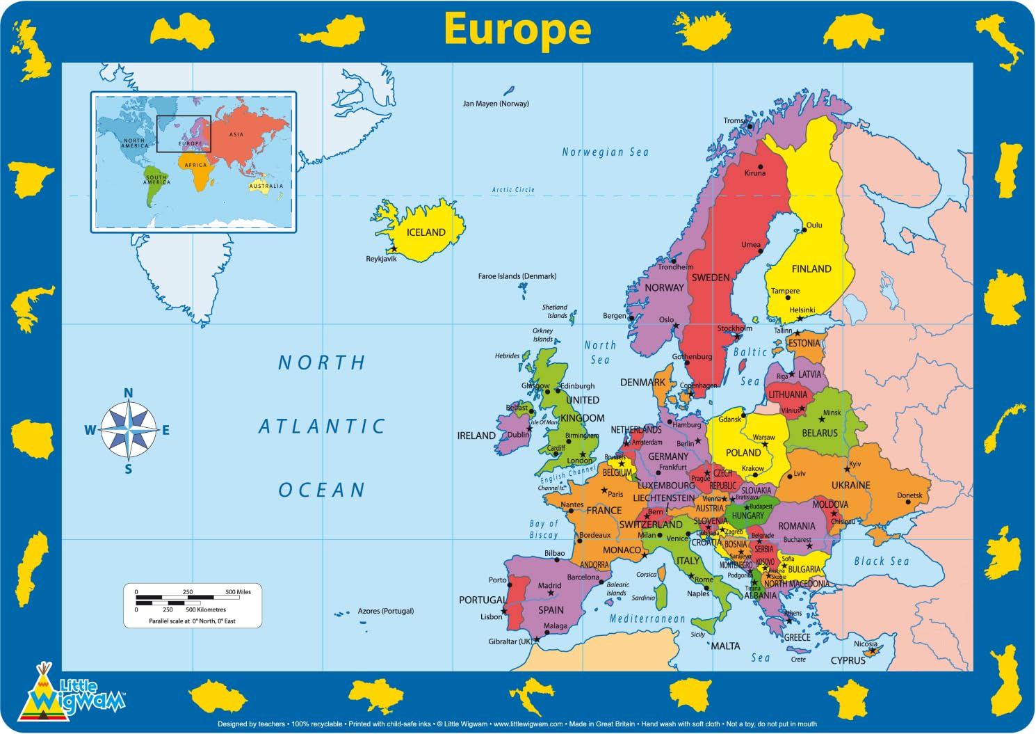 Europe Map Placemat - Little Wigwam