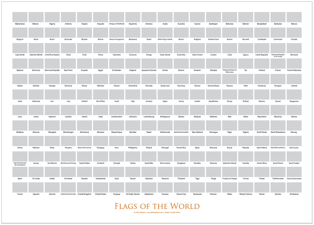Flags Of The World Scratch Poster - White - poster - Little Wigwam