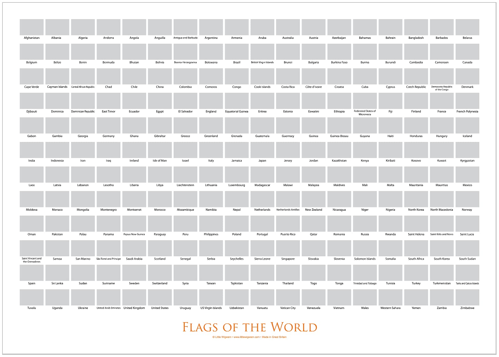 Flags Of The World Scratch Poster - White - poster - Little Wigwam