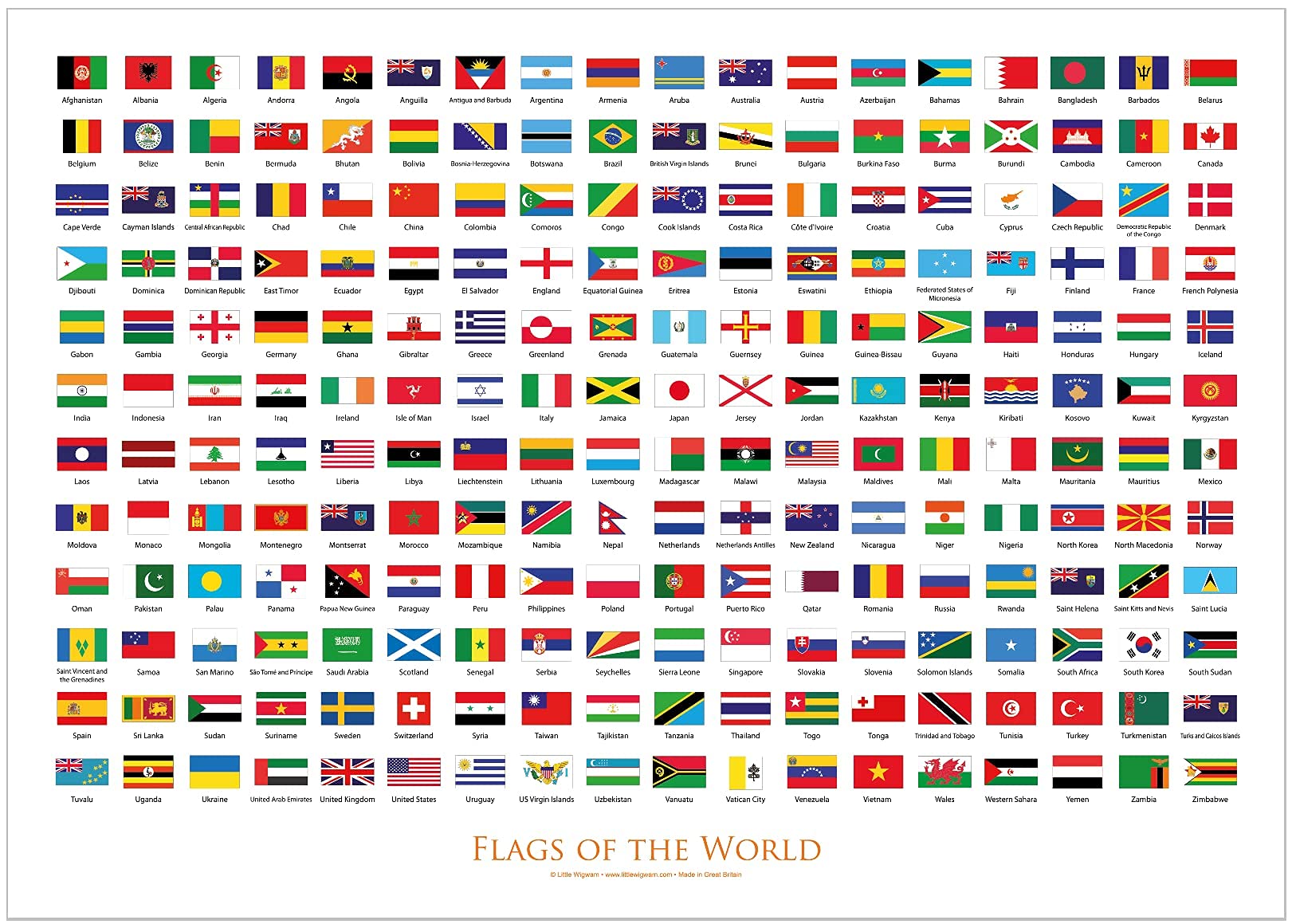 Flags Of The World Scratch Poster - White - poster - Little Wigwam