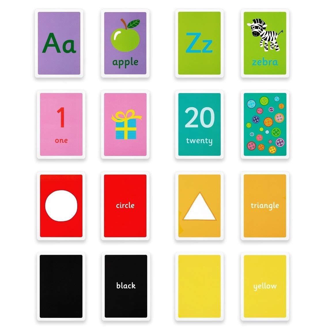 Little Wigwam Educational Toddler Flash Cards Set of 66 Alphabet Numbers Shapes Colours Preschool Kids Early Learning Flashcards - Little Wigwam