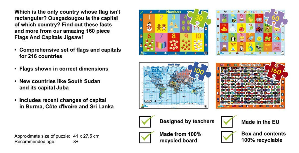 Little Wigwam Flags And Capitals - 160 piece Jigsaw - Little Wigwam