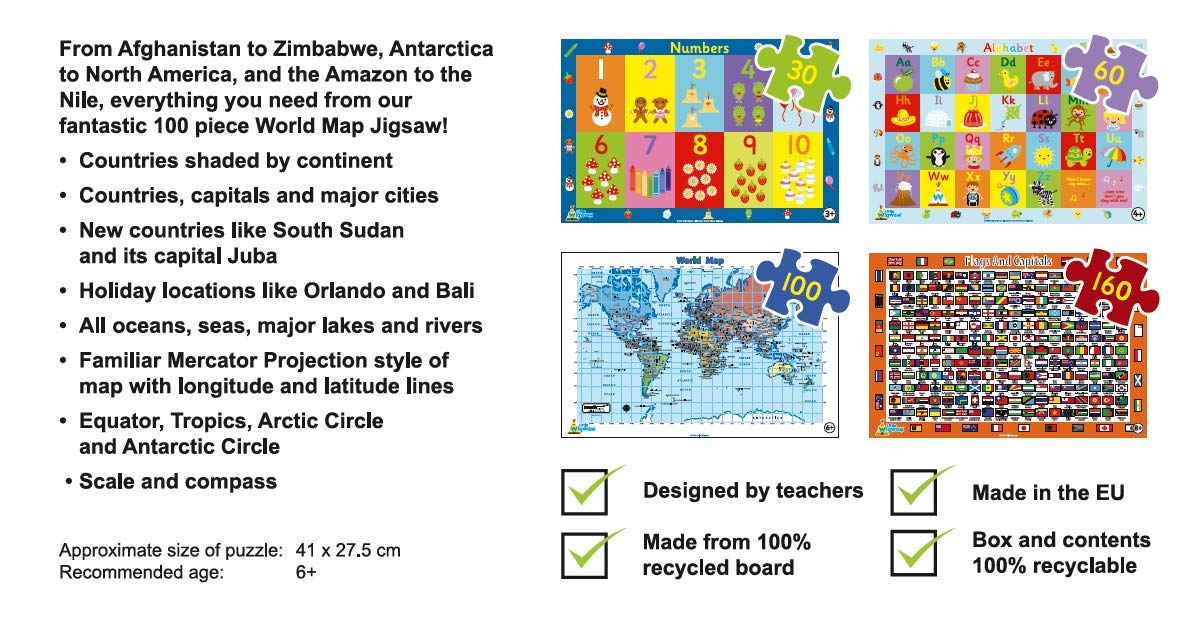 Little Wigwam World Map - 100 piece Jigsaw - Little Wigwam