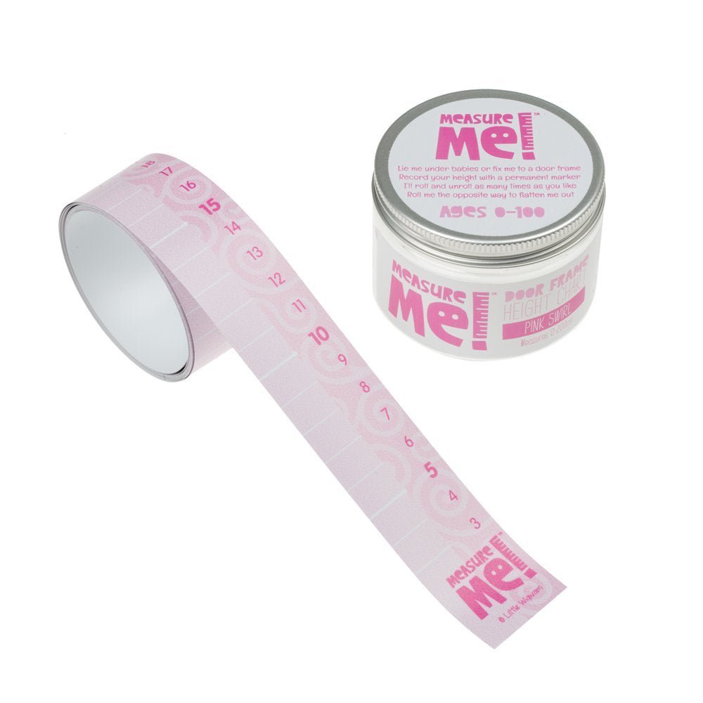 Measure Me! Roll - up Door Frame Height Chart for Children - Pink Swirl - Little Wigwam