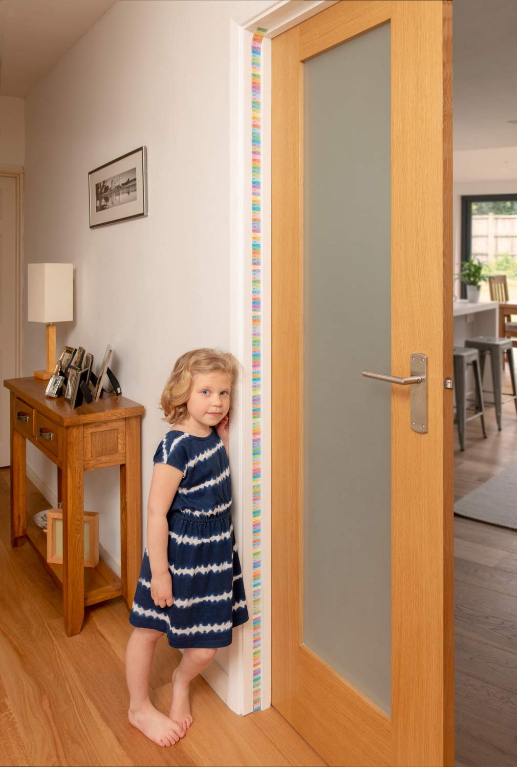 Measure Me! Roll - up Door Frame Height Chart for Childrens Nursery - Pastel Rows - Little Wigwam