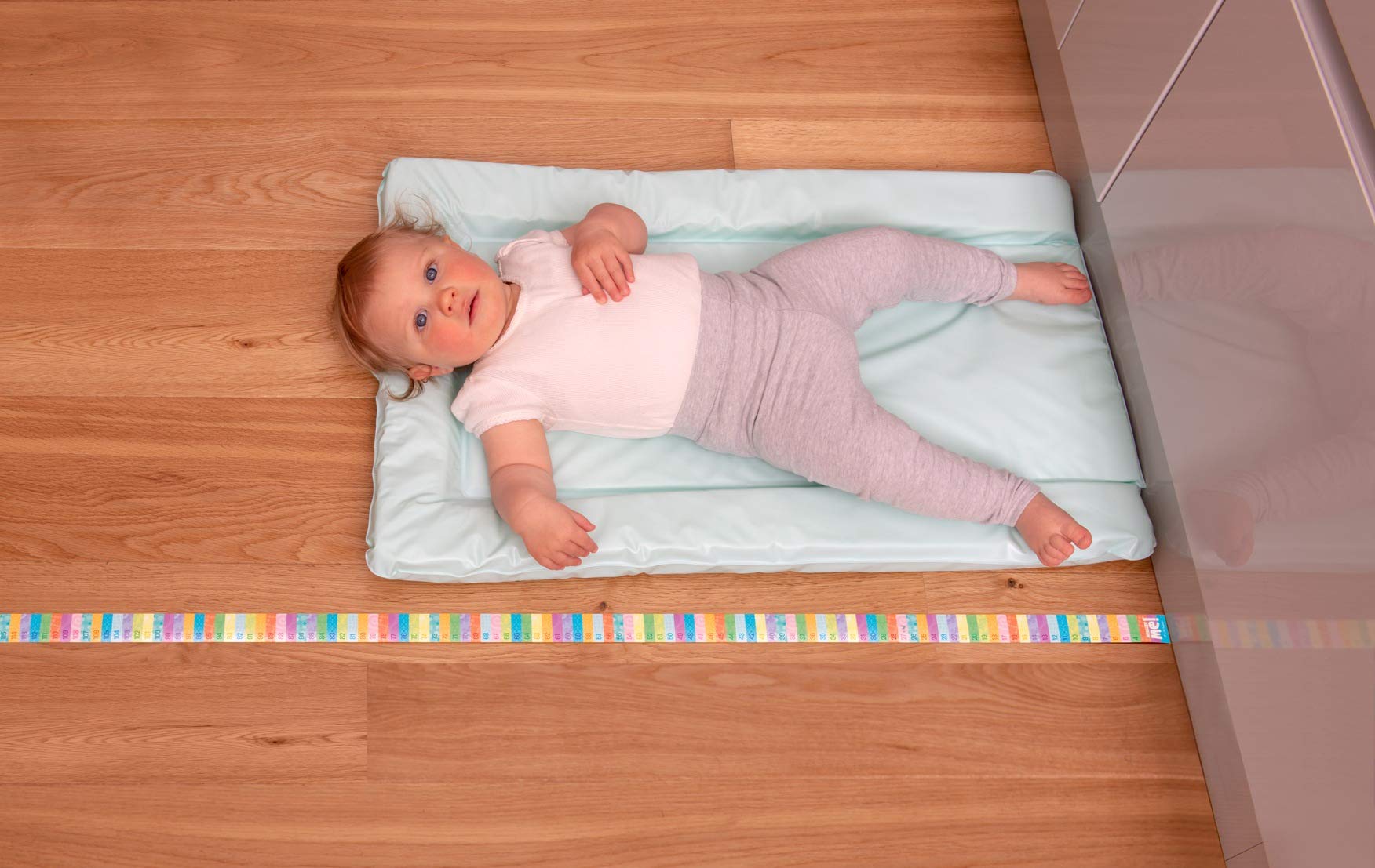 Measure Me! Roll - up Door Frame Height Chart for Childrens Nursery - Pastel Rows - Little Wigwam