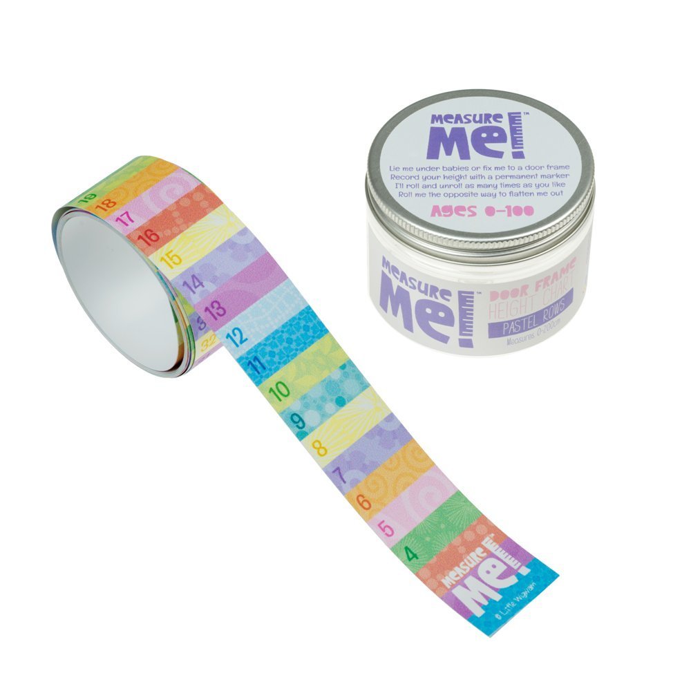 Measure Me! Roll - up Door Frame Height Chart for Childrens Nursery - Pastel Rows - Little Wigwam