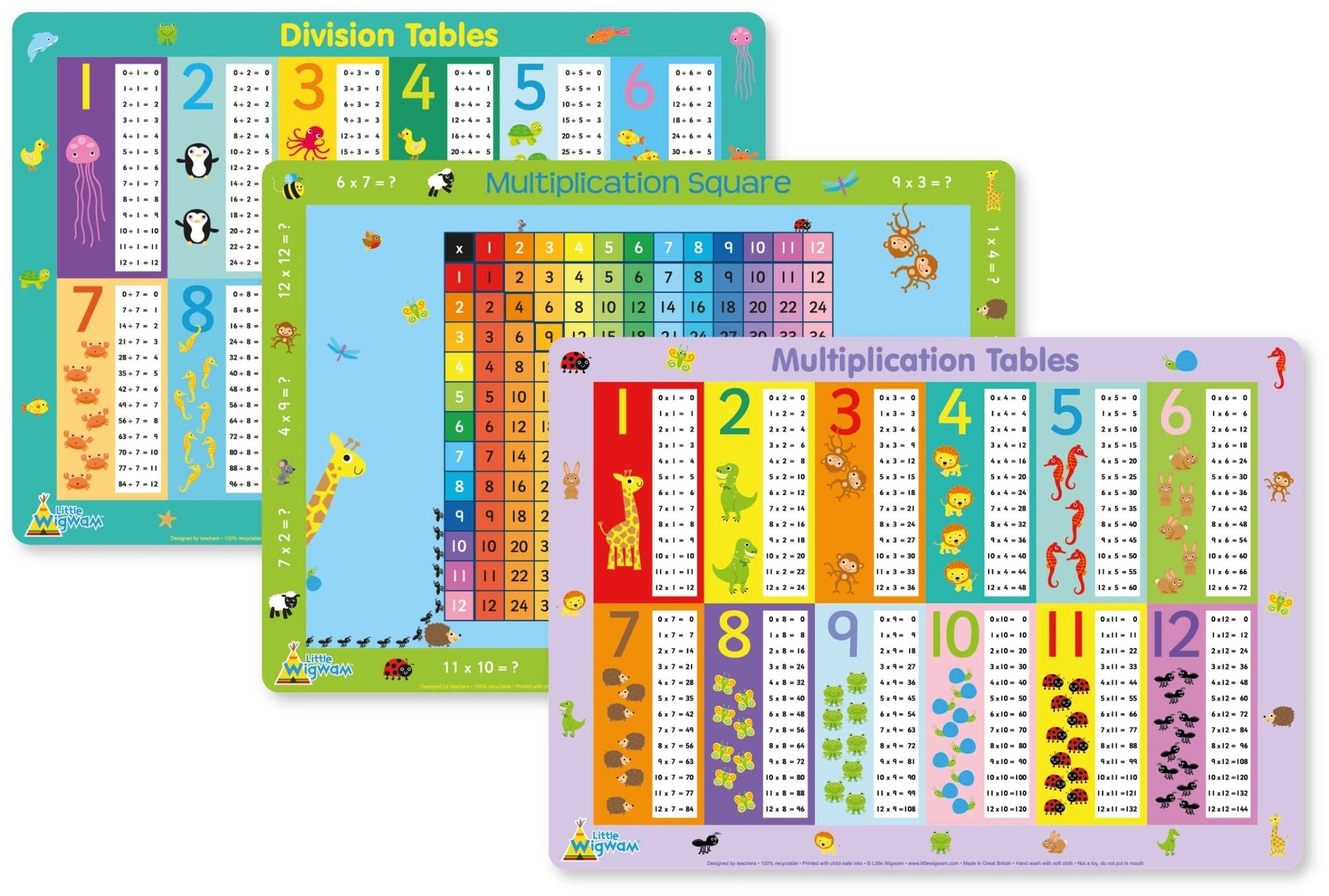 Numeracy 2 Placemat Pack - Set of 3 Educational Maths Placemats - Little Wigwam
