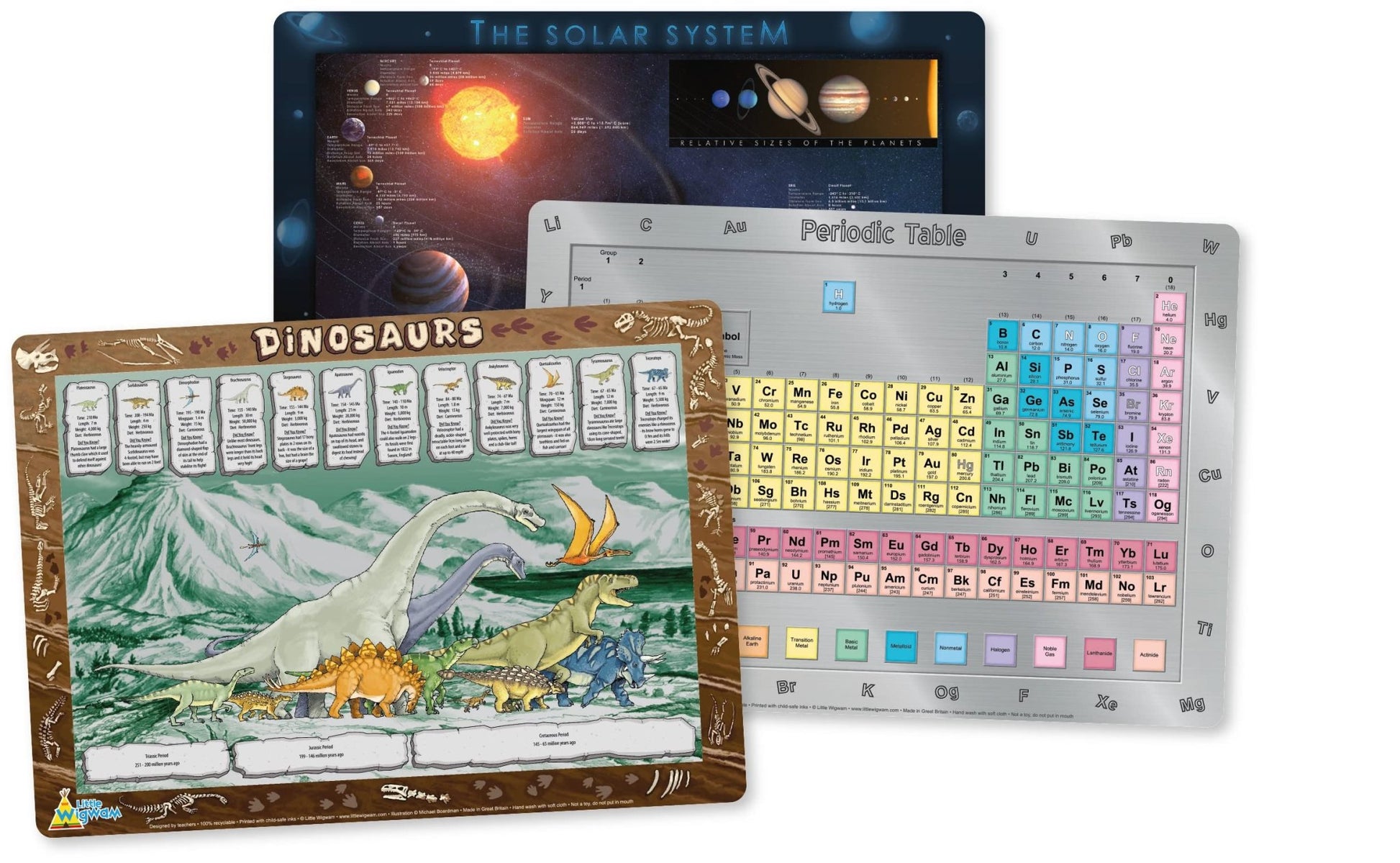 Science Placemat Pack - Set of 3 Educational Placemats - Little Wigwam