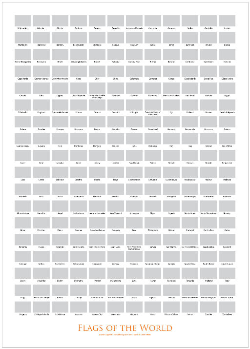 Flags Of The World Scratch Poster - White