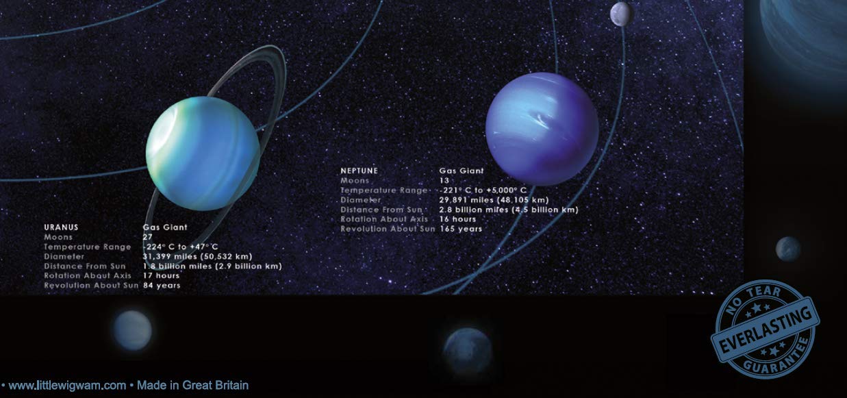 Solar System "No Tear Guarantee" Educational Poster (60 x 42cm) - Little Wigwam