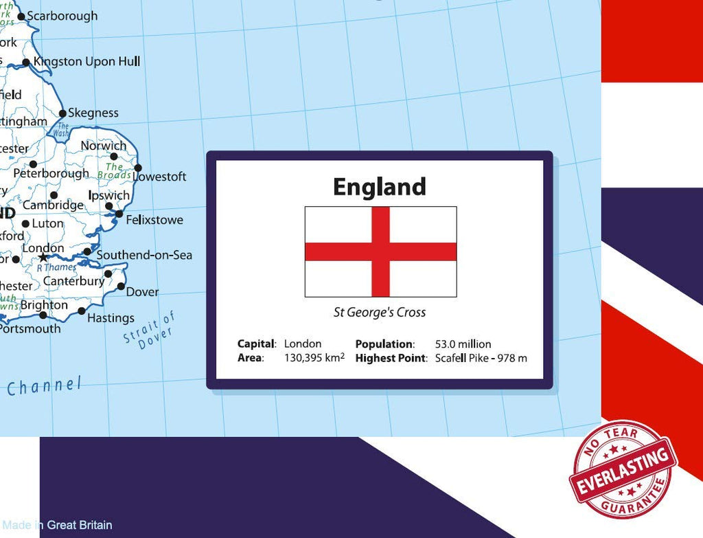 United Kingdom Map "No Tear Guarantee" Educational Poster - Little Wigwam