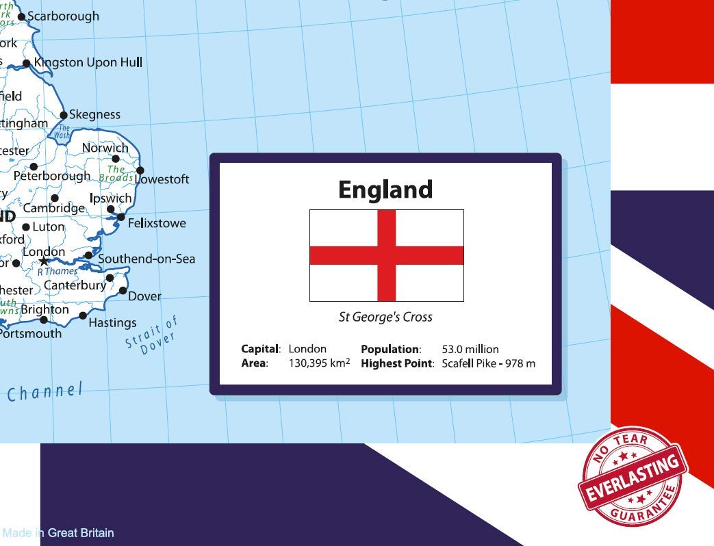 United Kingdom Map "No Tear Guarantee" Educational Poster - Little Wigwam