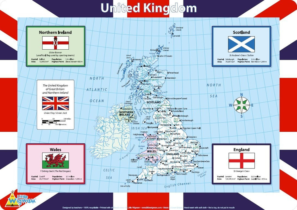 United Kingdom (UK) Map Placemat Multicolour - Little Wigwam